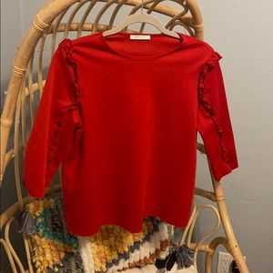 Zara Red 3 quarter length blouse